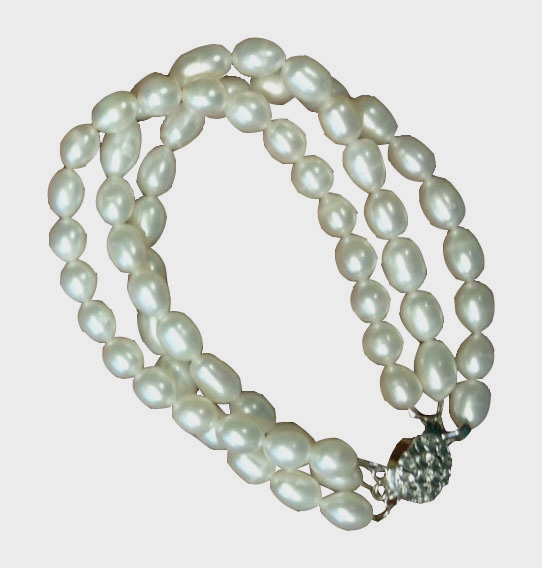 Fresh Water Natural Pearls 3 Strand by Ruff Ruff Couture