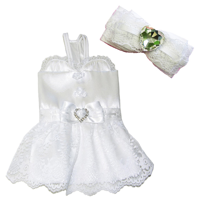 Duchess Wedding Dress + White Wedding Barrette set